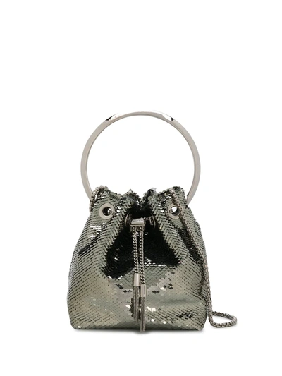 Jimmy Choo Bon Bon Sequin-embellished Tote Bag In Silver