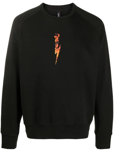 Neil Barrett Flames Logo Print Sweatshirt In Black