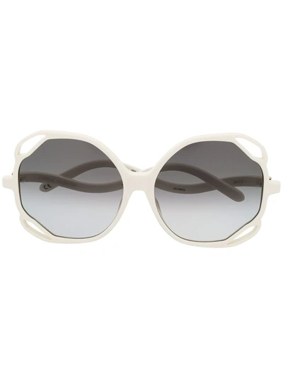 Linda Farrow Jerry Oversized Sunglasses In White