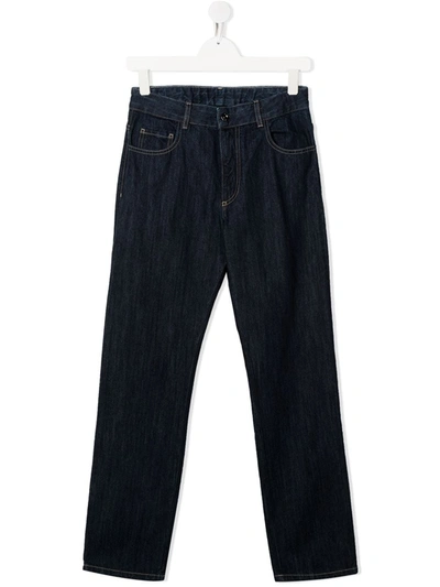 N°21 Teen Stitched-logo Straight Jeans In Blue