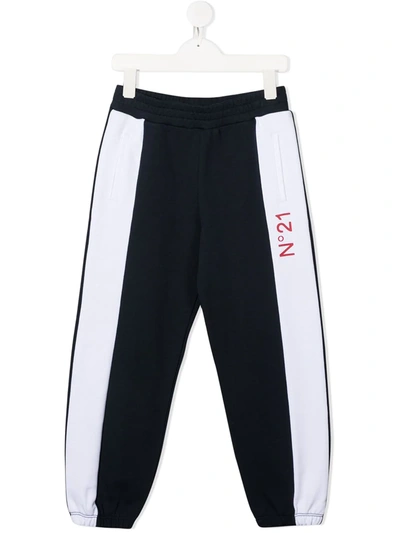 N°21 Kids' Colour-block Track Trousers In Blue
