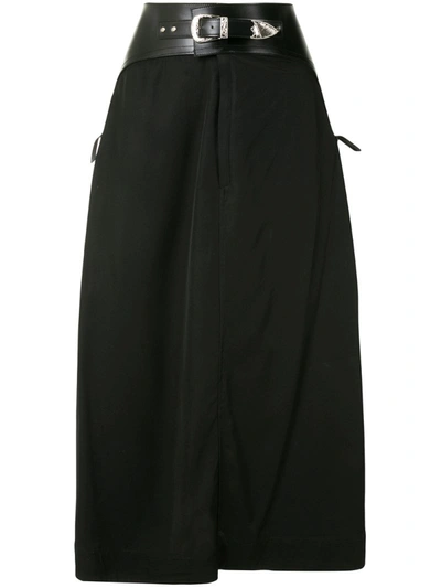 Toga Belted Wrap Skirt In Black