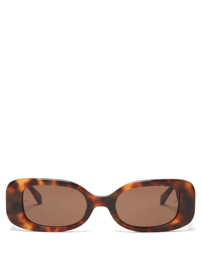 Linda Farrow Tortoiseshell Effect Acetate Frame Rectangular Sunglasses In Brown