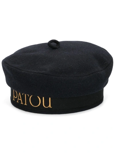 Patou Logo Beret In Black