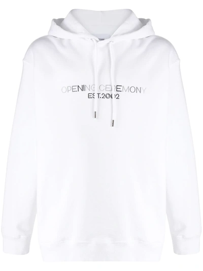 Opening Ceremony Embroidered Logo Hoodie In White