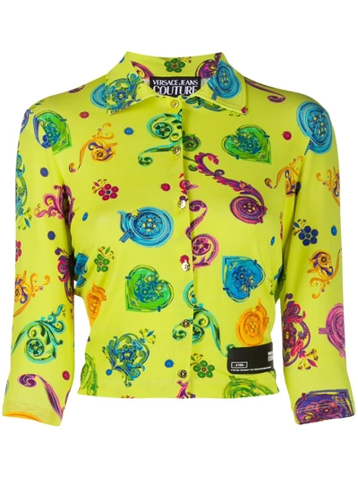 Versace Jeans Couture Point-collar Baroque Shirt In Yellow