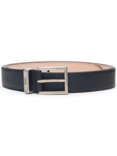 Alexander Mcqueen Square-buckle Leather Belt In Black