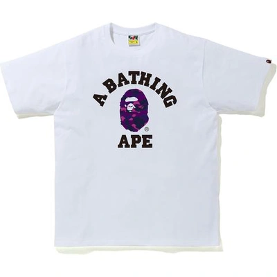 Pre-owned Bape  Reflector Color Camo College T-shirt White/purple