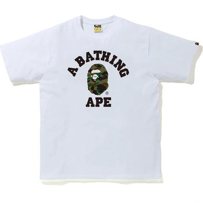 Pre-owned Bape 1st Camo College T-shirt White/green