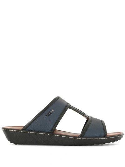 Tod's Slip-on Leather Sandals In Blue