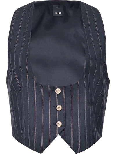Pinko Striped Button-up Waistcoat In Black