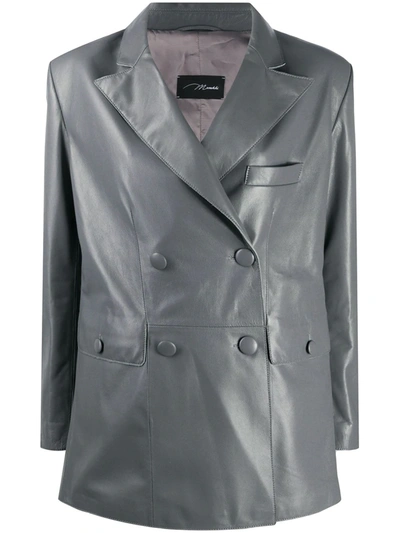 Manokhi Oversized Leather Blazer In Grey