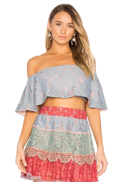 Alexis Taza Off The Shoulder Top In Blue