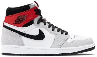 Pre-owned Jordan  1 Retro High Light Smoke Grey In White/black-light Smoke Grey-varsity Red