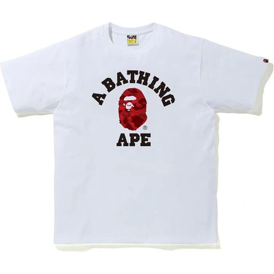 Pre-owned Bape Reflector Color Camo College T-shirt White/red
