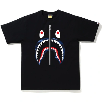 Pre-owned Bape Color Camo Shark T-shirt (ss20) Black/navy