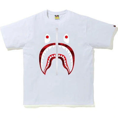 Pre-owned Bape Color Camo Shark T-shirt (ss20) White/red