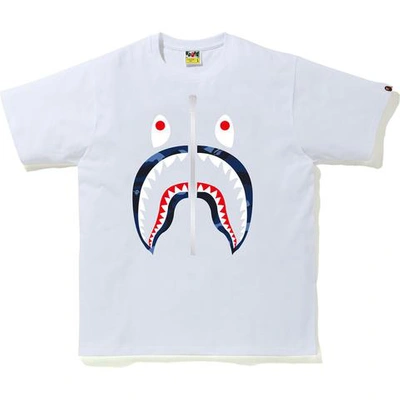 Pre-owned Bape Color Camo Shark T-shirt (ss20) White/navy