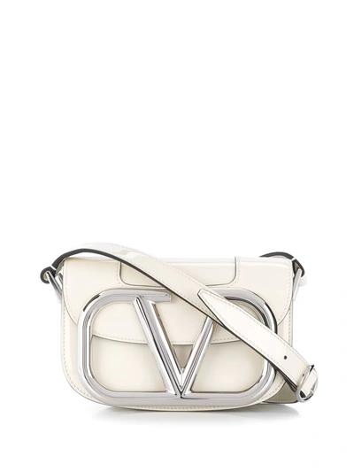 Valentino Garavani Garavani Supervee Small Patent Leather Shoulder Bag In Ivory