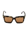 Bottega Veneta Intrecciato Square Sunglasses, 53mm In Shiny Intreccio Pattern Havana/crystal