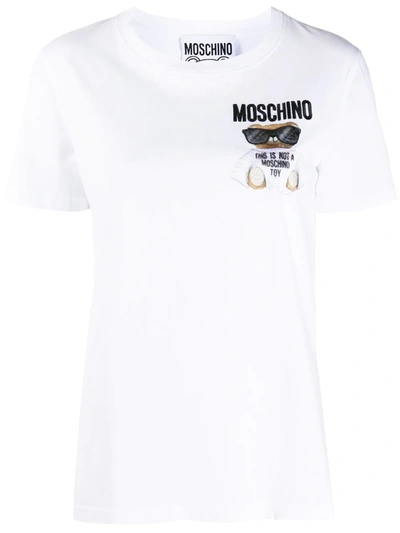 Moschino Teddy Embroidered Logo T-shirt In White