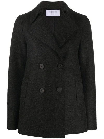 Harris Wharf London Double-breasted Short Peacoat In Grey