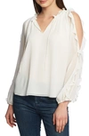 1.state Ruffled Cold-shoulder Top In White