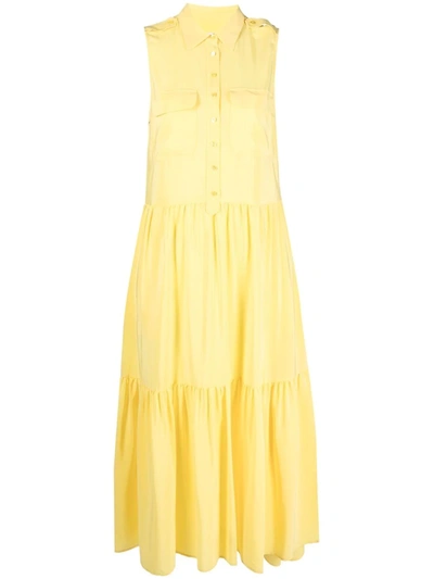 Equipment Allix Washed-silk Midi Shirt Dress In Yellow Cream