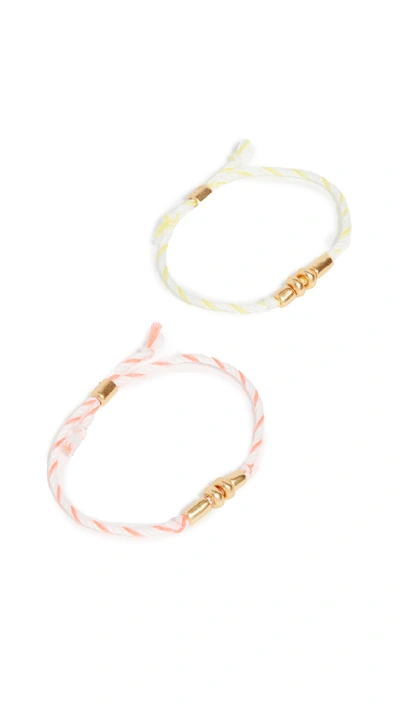 Madewell Set Of 2 Campcraft Friendship Bracelets In Neon Coral Multi