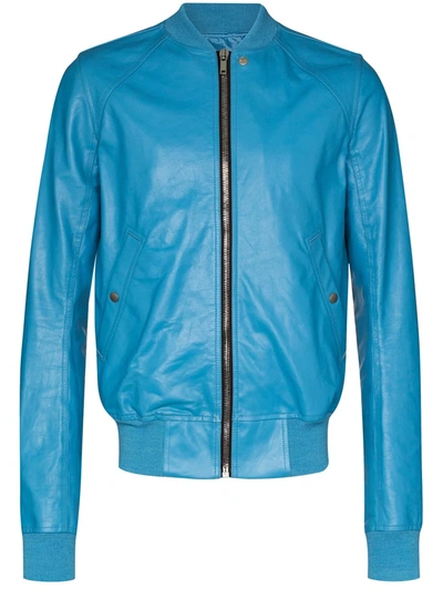 Rick Owens Fitted Bomber Jacket In Blue