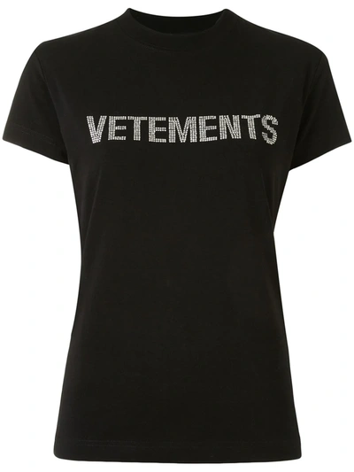 Vetements Rhinestone Tight T Shirt In Black