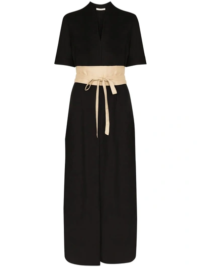 Usisi Tosca Belted Maxi Dress In Black