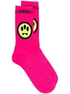 Barrow Logo Jacquard Ribbed Socks In Pink