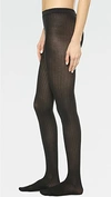 Wolford Fine Cotton Basic Ribbed Tights In Black
