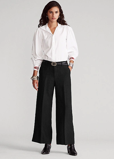 Ralph Lauren Linen Wide-leg Pant In Polo Black