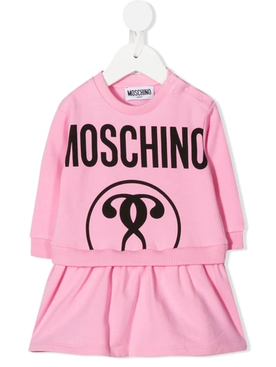 Moschino Babies' Logo Print Jumper Dress In Pink