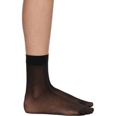 Wolford Black Individual 10 Ankle-high Socks In 7005 Black