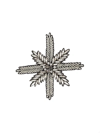 Haider Ackermann Crystal Snowflake Pin In Silver
