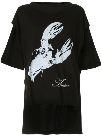 Ann Demeulemeester Lobster Print Oversized T-shirt In Black