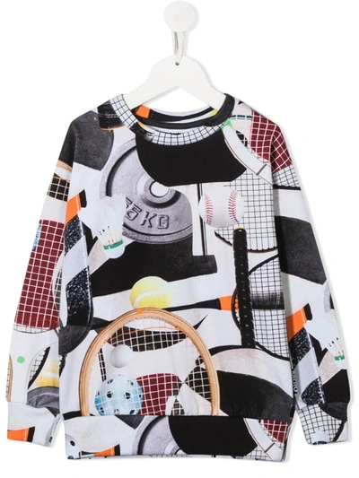 Molo Kids' Mik Sports Gear Print Sweatshirt In Grey