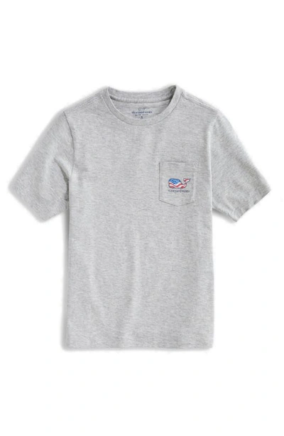 Vineyard Vines Kids' Waving Flag Whale Pocket T-shirt In Gray Heather