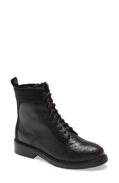 Jeffrey Campbell Fischer Lace-up Leather Boot In Black Snake Combo