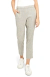 Theory Treeca Pull-on Linen Blend Crop Trousers In Grey