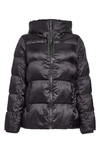 Sam Edelman Iridescent Water Repellent Hooded Puffer Jacket In Black