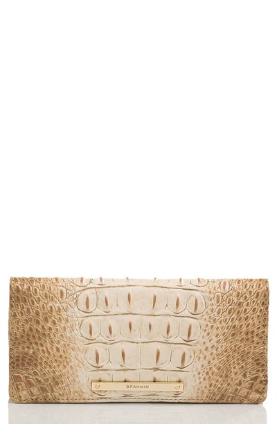 Brahmin Ady Croc Embossed Leather Wallet In Praline