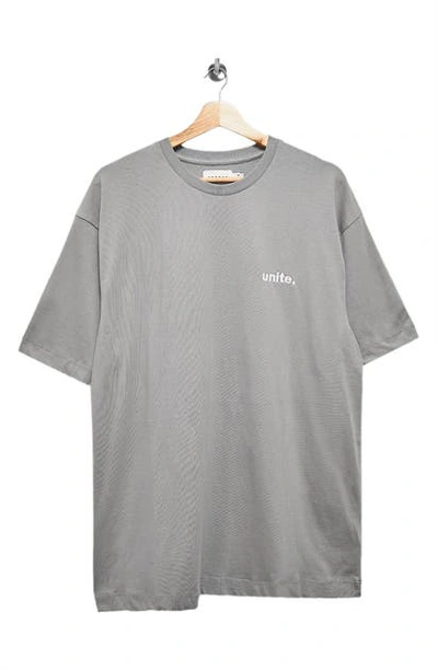 Topman Oversized T-shirt With Unite Logo In T-shirt-gray In Grey