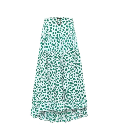 Alexandra Miro Penelope Leopard-print Cotton Maxi Skirt In Green