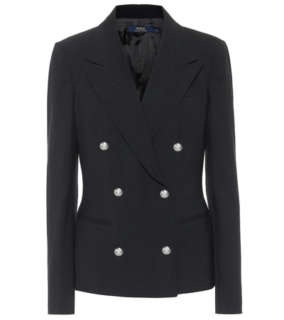 Polo Ralph Lauren Stretch-wool Double-breasted Blazer In Black