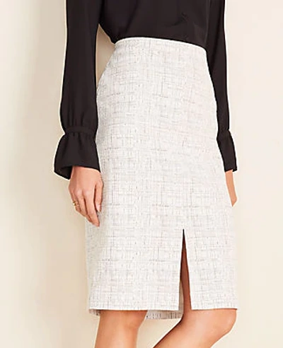 Ann Taylor Petite Front Slit Pencil Skirt In White Multi