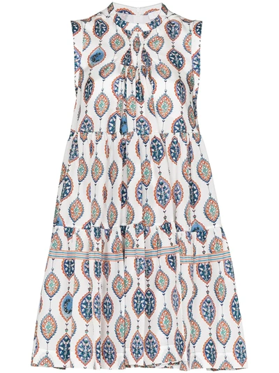 Chloé Tiered Printed Silk Crepe De Chine Mini Dress In White